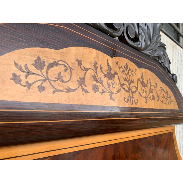 Wood Antique Italian Victorian Carved Walnut Highback Full Bedframe For Sale - Image 7 of 13
