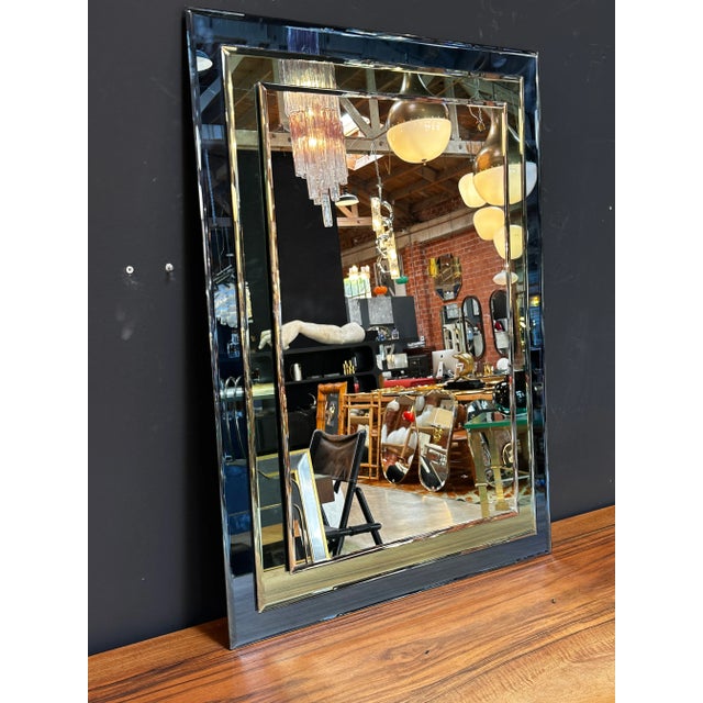 1980s Mid Century Italian Fully Blue Wall Mirror 1980s For Sale - Image 5 of 10