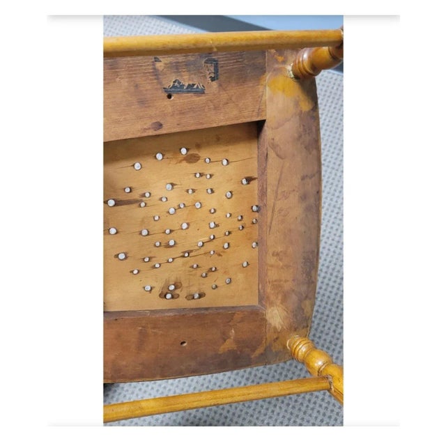 Antique New England T-Back Punch Holes Seat Maple Chair, 1860s For Sale - Image 11 of 12