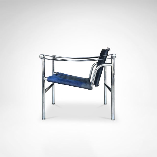 LC1 Blue and Black Ponyskin Armchair by Le Corbusier for Cassina, 1990s For Sale - Image 13 of 13