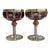 Early 1900s Moser Czech Bohemian Amethyst Paneled Cabochon 24k Champagne Coupes - A Pair For Sale