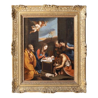 European School, Holy Family, 18th Century, Oil on Canvas For Sale