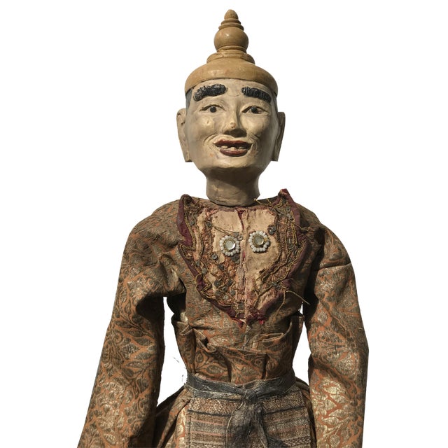 Myanmarese Doll in Brown Robes and Hat For Sale