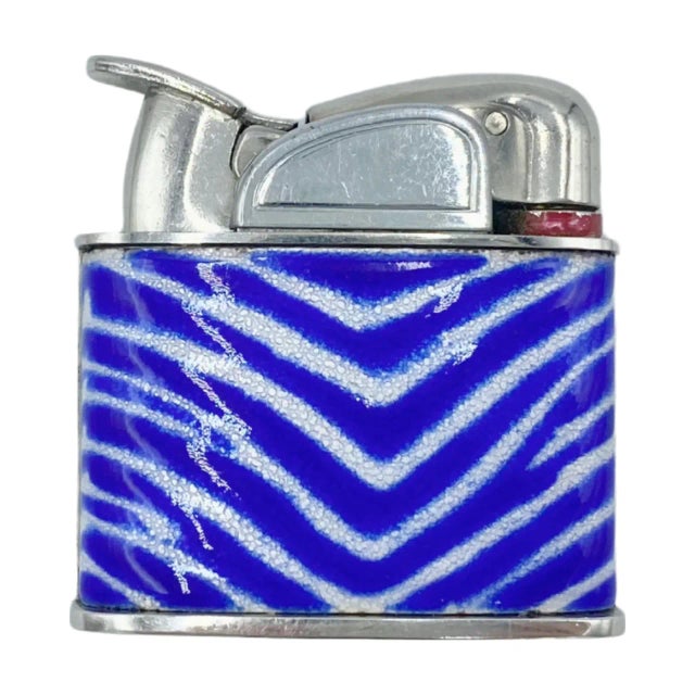 Vintage Mid 20th Century El Morocco Nightclub New York Nyc Blue Zebra Print Lighter For Sale - Image 13 of 13