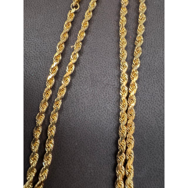 Textile Vintage 14 Karat Yellow Gold 49.2 Gm, Rope Chain, 3.3 Mm Necklace, 36 " Long For Sale - Image 7 of 8