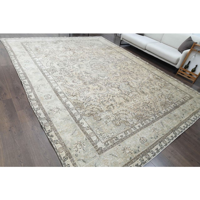 1970s 1970s Vintage Persian Handmade Wool Cotton Brown Area Rug For Sale - Image 5 of 11