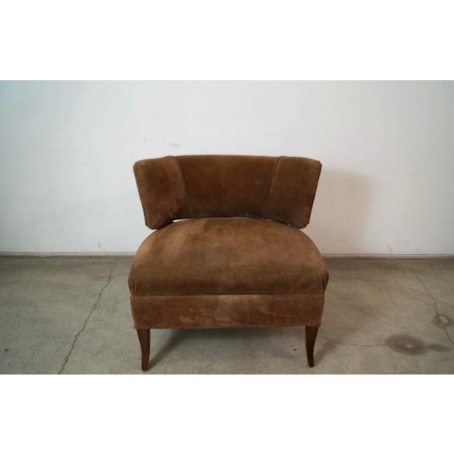 William Haines 1950’s Mid-Century Modern William Billy Haines Slipper Lounge Chair in Leather Suede For Sale - Image 4 of 12