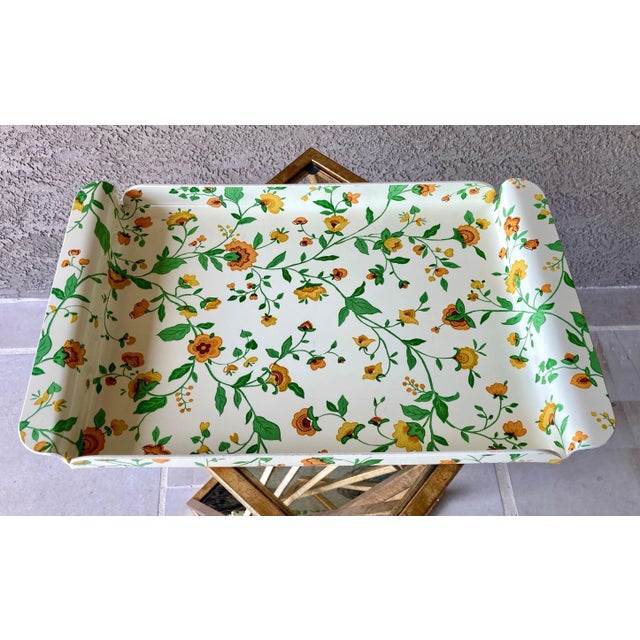 -Circa 1980 Whimsical Flowering Buttercup Melamine Rectangular Handled Tray For Sale - Image 9 of 12
