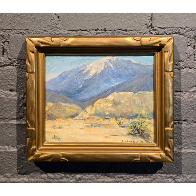 American Alfred Richard Mitchell -Desert Mountain Landscape-1930s California Oil Painting For Sale - Image 3 of 10