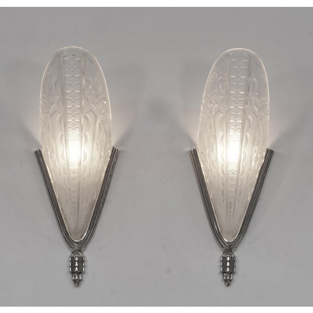 Pair of French Art Deco Slip Shade Wall Sconces by Donna Paris 1930s - 2 Pairs Available For Sale - Image 4 of 10