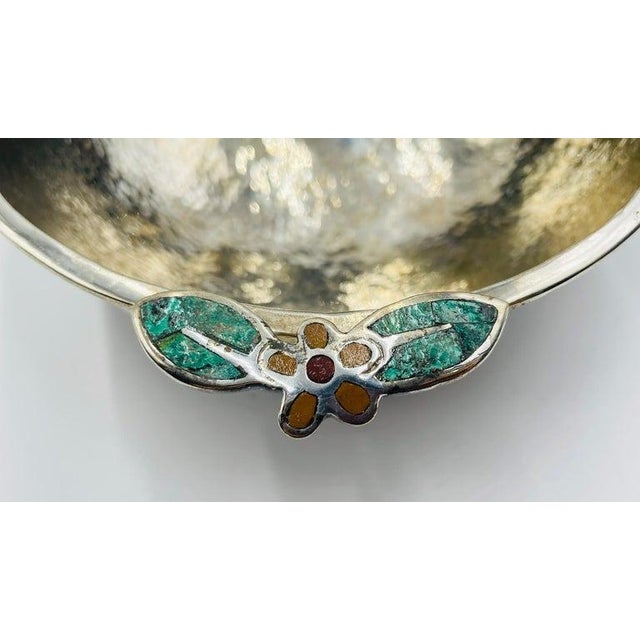 1980s Emilia Castillo Silver Bowl With Volcanic Rock Base & Spoon, Mexican Modernism For Sale - Image 11 of 18