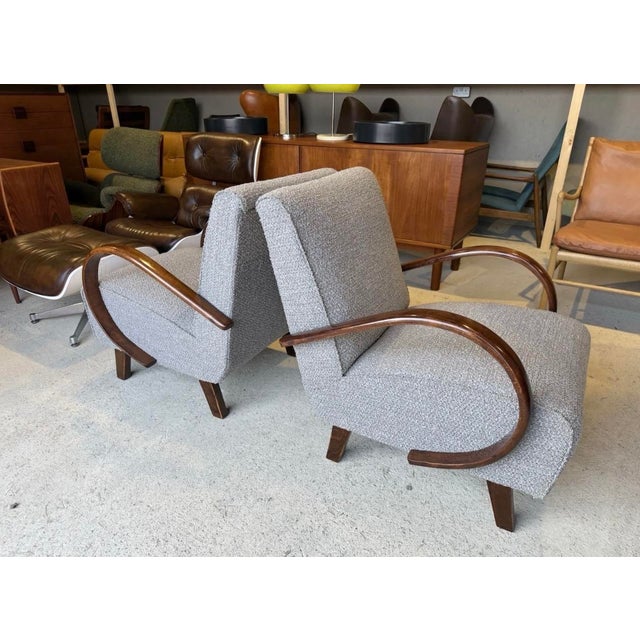 Wood Art Deco Armchairs from Jindrich Halabala, Set of 2 For Sale - Image 7 of 18