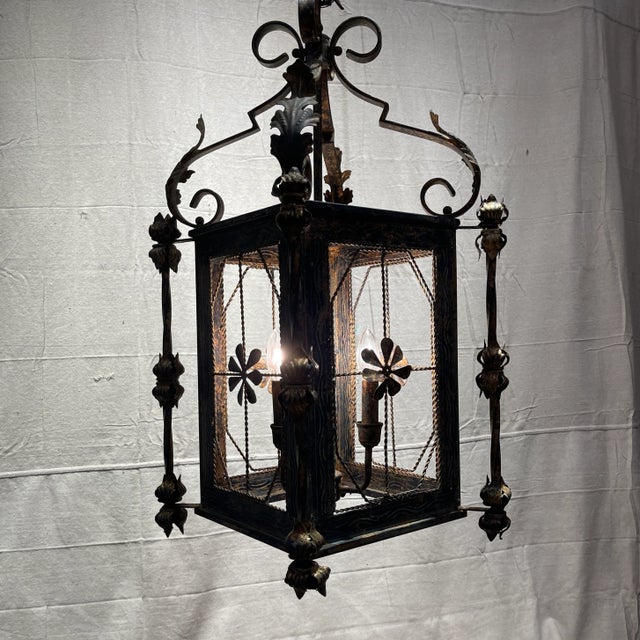 Mid 20th Century Gilt Accented French Iron Lantern For Sale - Image 5 of 6