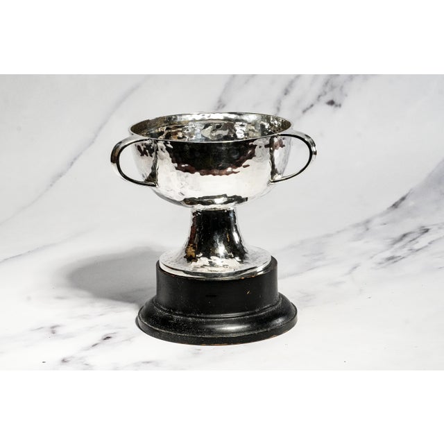 Wood Brilliant Antique English Arts & Crafts Hammered Sterling Silver Wallasey Golf Trophy Cup Sports Man Cave Home Decor For Sale - Image 7 of 17