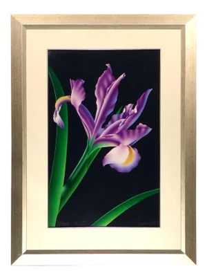 Brian Davis "Iris V" Hand Signed Original Floral Airbrushed Limited Edition Art Framed