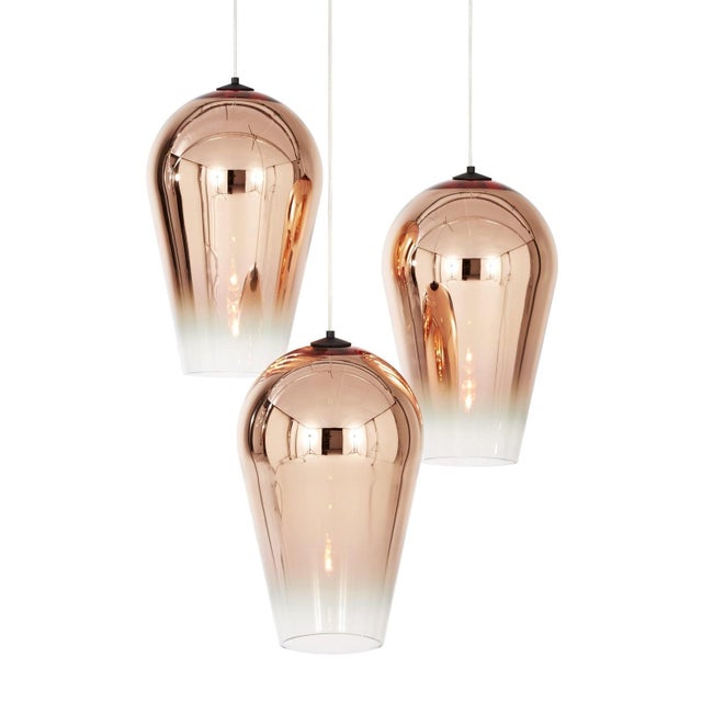 Set of three authentic Tom Dixon Copper Fade pendants. New and unused, purchased from the Tom Dixon SoHo store and kept in...
