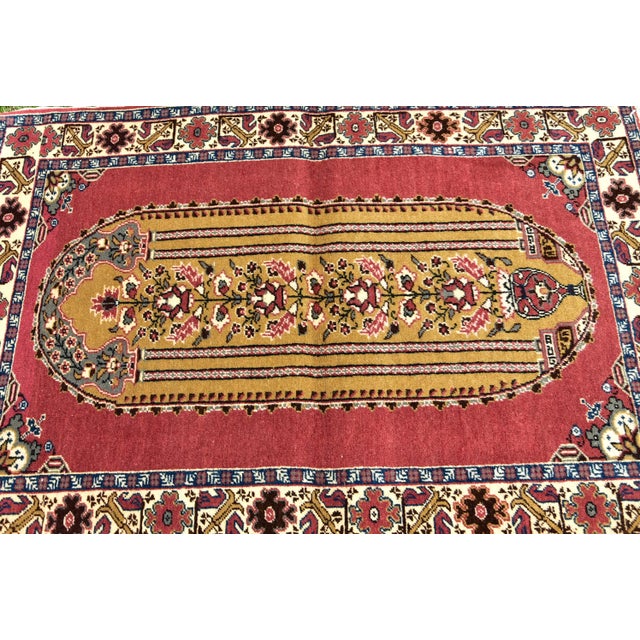 1960s Vintage Turkish Floral Desing Red Handmade Kayseri Rug For Sale - Image 10 of 12