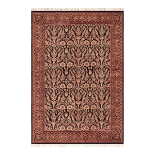 Shabby Chic 1990's Pak-Persian Black/Gold Wool Rug - 5'11'' X 8'11'' For Sale