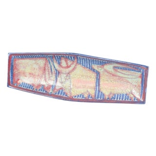 Large Stoneware Dish with Graphic Motif by Marianne Starck for Michael Andersen, 1960s For Sale