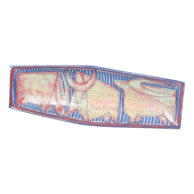Large Stoneware Dish with Graphic Motif by Marianne Starck for Michael Andersen, 1960s For Sale