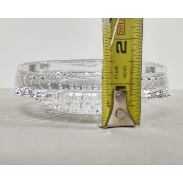 Glass Vintage Round Faceted Crystal Glass Ashtray Catchall Dish 60s For Sale - Image 7 of 10