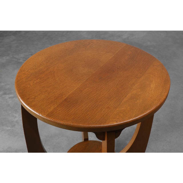 Wood Amsterdamse School Oak Side Table, Netherlands, 1920s For Sale - Image 7 of 13