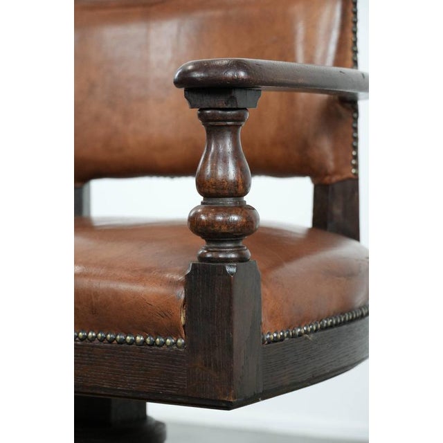 Antique Desk Armchair in Sheepskin Leather, 1800s For Sale - Image 12 of 16