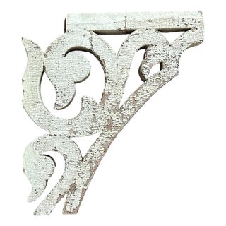 Antique White Distressed Wood Swan Head Corbel / Architectural Fragment #3 For Sale