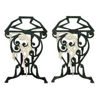 Vintage Art Deco Architectural Figural Jester Bench Sides - A Pair For Sale
