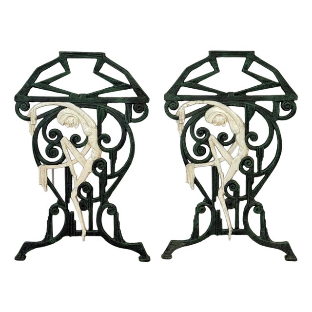 Vintage Art Deco Architectural Figural Jester Bench Sides - A Pair For Sale