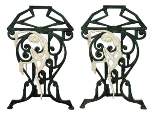Vintage Art Deco Architectural Figural Jester Bench Sides - A Pair
