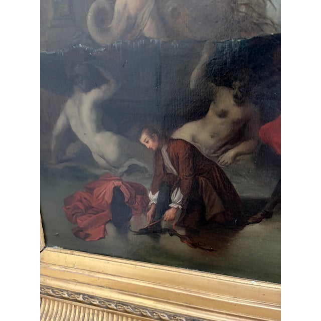 Antique Oil on Canvas Painting "A Skating Party" by Augustine Dallemagne For Sale - Image 16 of 18