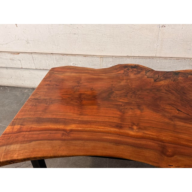 Wood Live Edge Wood + Metal Dining Table For Sale - Image 7 of 12