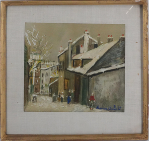 Maurice Utrillo, Montmartre, Rue du Mont-Cenis sous la neige, Lithograph