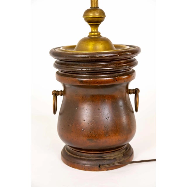 1970s Colonial Turned Wood Basin Lamp With Brass Cap For Sale In San Francisco - Image 6 of 10