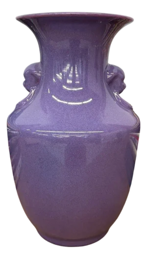 Purple Ceramic Vase with Twin Lion Handles