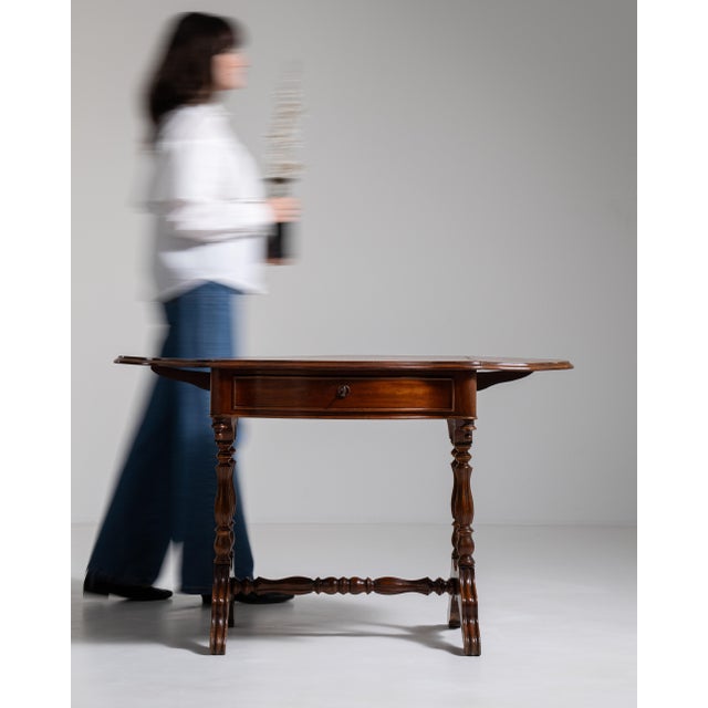 Napoleon III Mahogany Pembroke Drop-Leaf Table, Second Empire Style, France, 19th Century For Sale - Image 10 of 18