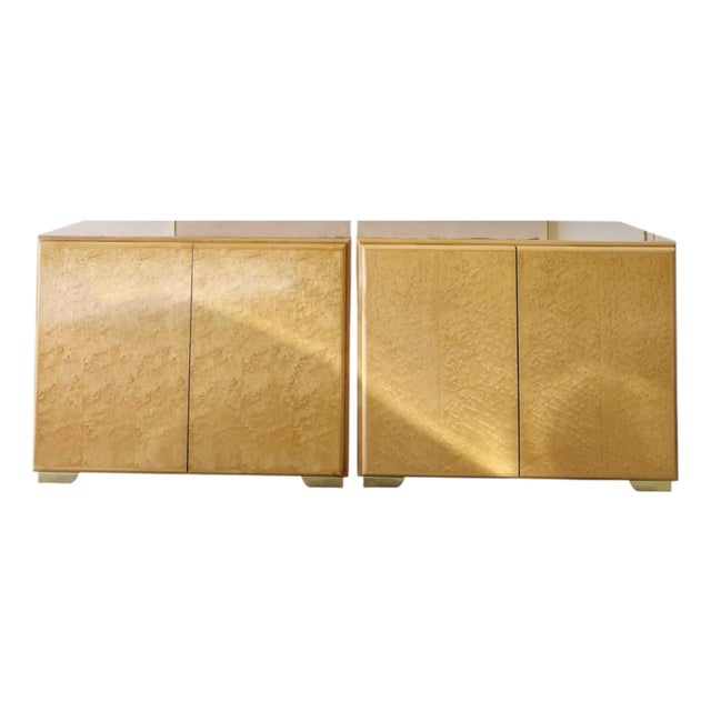 1970’s Pair of Thayer Coggin - Lacquered Birdseye Maple Nightstands For Sale