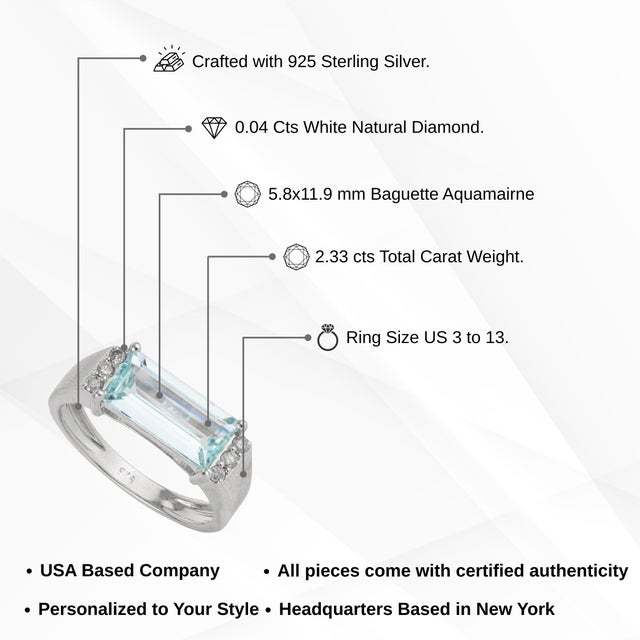 March Birthstone East West Aquamarine & Diamond Ring Size 6 by Carat&Her For Sale - Image 11 of 13