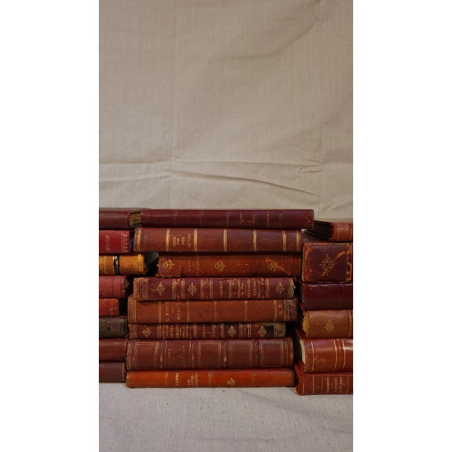 Red Leather Vintage Books- Set of 35 For Sale - Image 4 of 6