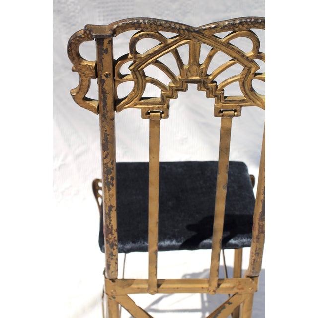 Early 20th Century Antique Art Nouveau Cast Iron Folding Dance Hall Chair For Sale - Image 10 of 10