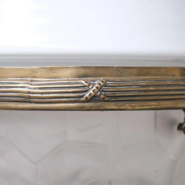 Antique French Glass and Brass Pendant Light For Sale - Image 3 of 8