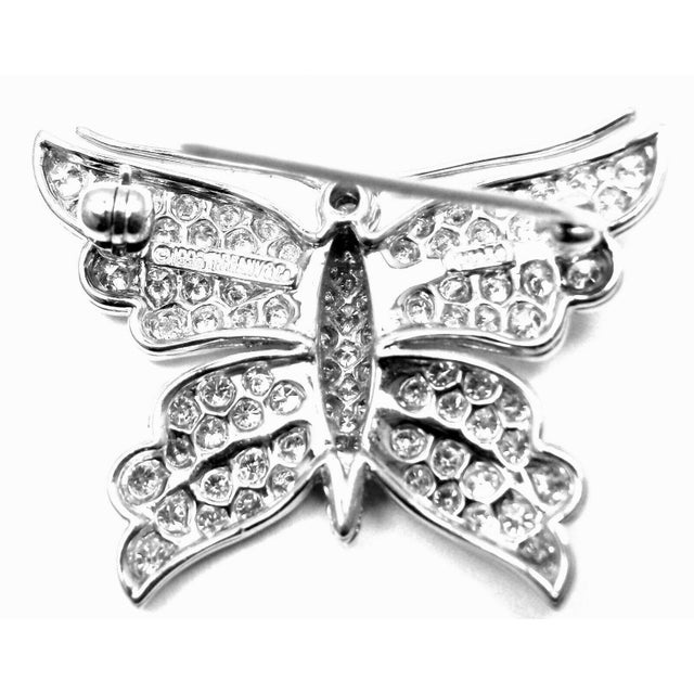 Metal Tiffany & Co. Butterfly Platinum Diamond Pin Brooch For Sale - Image 7 of 8