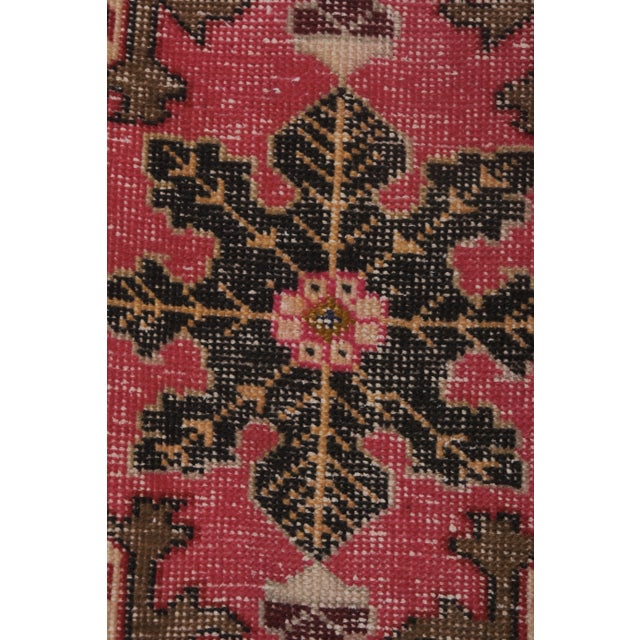Brick Red 1960s Vintage Hand Knotted Red Turkish Area Rug 4'8'' X 7'1'' For Sale - Image 8 of 13
