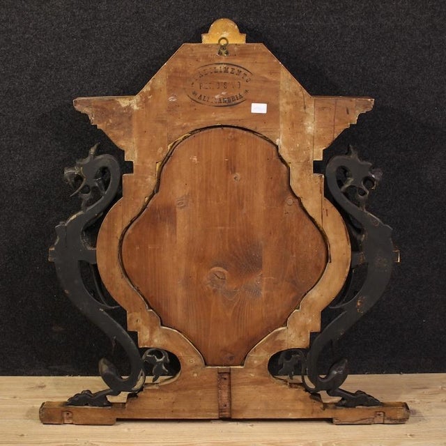 Wood Italian Lacquered and Gilded Mirror, 1880s For Sale - Image 7 of 13