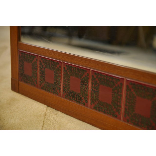 Scandinavian Teak and Ceramic Mirror, 1960s For Sale - Image 3 of 7