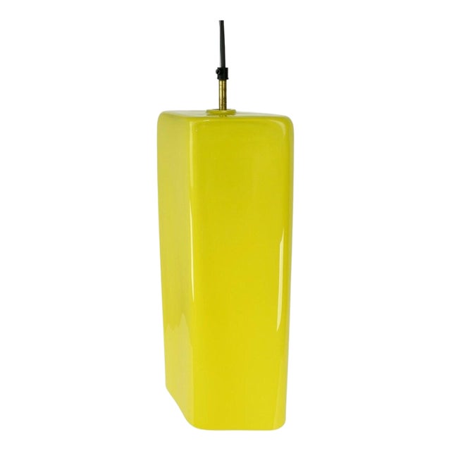 Rare 1950s Murano Glass Pendant Light Massimo Vignelli Vistosi Venini | Rhomboid Diamond Yellow Ceiling Lamp Mid Century Modern Vintage For Sale