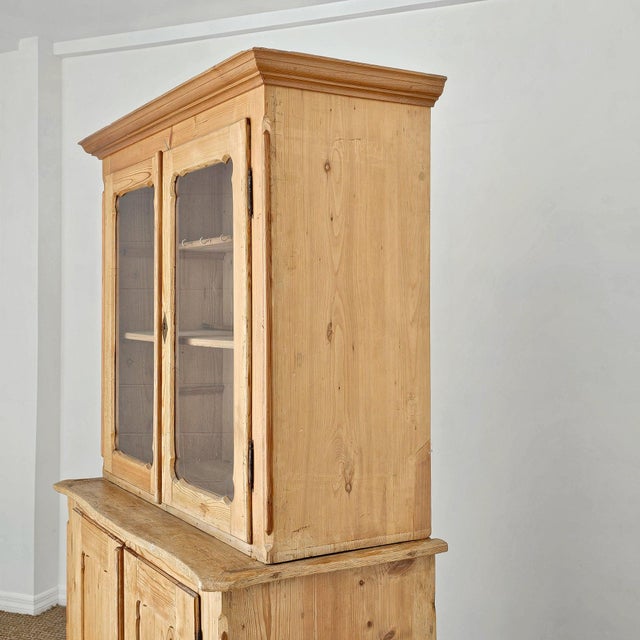 Antique Pine Glass Door Hutch Cabinet | Circa 1890 For Sale - Image 9 of 14