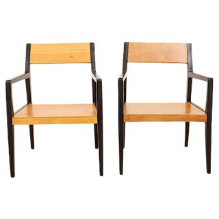 Set of Framed Hardwood Painted Black Chairs from Horgen Glarus. For Sale