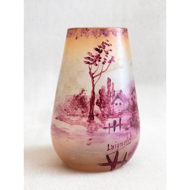 Art Nouveau Laignelet Pink Glass Vase, 1890s For Sale - Image 9 of 18